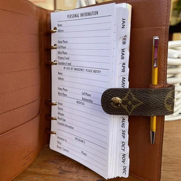 fits LV Agenda Cover Storage Organization 225 Insert Fits